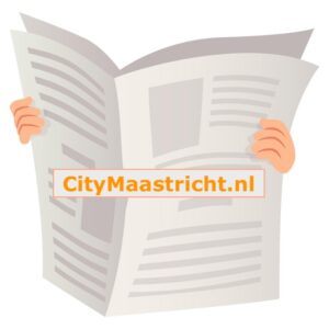 Illustratie van een krant met de tekst CityMaastricht.nl, symboliseert lokale nieuwsvoorziening in M.